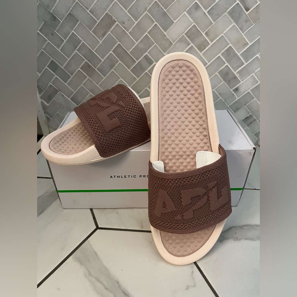 APL Brown and Cream Slide Sandals